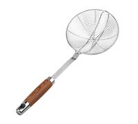 Sharplace Strainer Skimmer Mestolo Rete da Cucina Acciaio Inox Impugnatura Lignea Robusta per Scolare E Prelevare Pasta Dumpling Verdure Adatto per Uso, 19.5 Cm