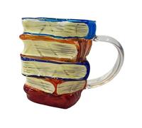 Sharplace Tazza da caffè Libri Dipinti Tazzina Vetro Decorativa Regalo per Amanti dei Libri Manico Ergonomico Adatta a Lettura Scrivania Casa STU