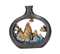 Sharplace Vaso Cinese con Scena di Montagna, Ornamento Da Tavolo, Artigianato Raffinato, Tradizionale, Elegante, Decorativo, Vaso di Fiori Secchi, 19.5x3.5x19.5 Cm