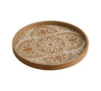 Sharplace Vassoio Decorativo Rotondo in Legno per Tavolini Multifunzionale con Portacandele Ideale per Soggiorno Cucina Bagno E Decorazione, Marrone