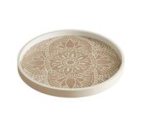 Sharplace Vassoio Decorativo Rotondo in Legno per Tavolini Multifunzionale con Portacandele Ideale per Soggiorno Cucina Bagno E Decorazione, Bianco