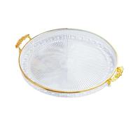 Sharplace Vassoio Rotondo Porta Frutta con Manici Piatto Portata Dessert Multiuso Vassoio Resistente in Pp Adatto per Casa Feste Eventi Sala Da, Chiaro