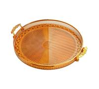 Sharplace Vassoio Rotondo Porta Frutta con Manici Piatto Portata Dessert Multiuso Vassoio Resistente in Pp Adatto per Casa Feste Eventi Sala Da, Ambra