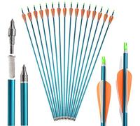 SHARROW 12 Freccia in Alluminio 32" Frecce di Caccia Spine 500 Freccia di Tiro al Bersaglio con Piuma di Plastica per Bersaglio Tiro con L'Arco Arco Ricurvo Arco Compound Arco Lungo (Blu)