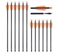 SHARROW 12pcs Frecce Balestra Bulloni 15 Pollici Freccia di Carbonio 7.3 Pollici Frecce per Balestra Spine 350 Crossbow Arrows per la Caccia al Tiro con L'Arco (Arancia, 15")