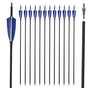 SHARROW 30" Freccia in Carbonio Spine 500 Frecce da Caccia per Arco Frecce Carbonio Frecce Tiro con Arco con 4" Piume Naturali Frecce per Arco Ricurvo Arco Compound Caccia (Blu, 12Pcs)