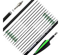 SHARROW 32" Freccia in Carbonio Spine 500 Frecce da Caccia per Arco Freccia Carbonio con 3 Piuma di Gomma Freccia per Bersaglio Tiro con L'Arco Arco Ricurvo Arco Compound Arco Lungo (6pcs, Verde)