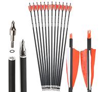 SHARROW 32" Freccia in Carbonio Spine 500 Freccia Carbonio Arco Frecce di Caccia in Carbonio con 4" Piume Naturali per Tiro con L'Arco Freccia Arco Lungo Ricurvo Arco Compound (Arancia, 12P)