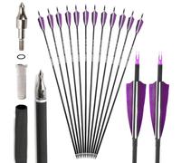 SHARROW 32" Freccia in Carbonio Spine 500 Freccia Carbonio Arco Frecce di Caccia in Carbonio con 4" Piume Naturali per Tiro con L'Arco Freccia Arco Lungo Ricurvo Arco Compound (Viola, 24P)
