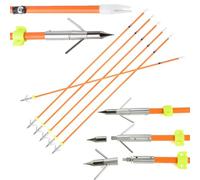 SHARROW 6/12Pcs 32 Pollici Tiro con L'Arco in Fibra di Vetro Solida Freccia da Pesca con Arco Frecce da con Broadheads Safty Slides per Arco Compound Arco Ricurvo Pesca (6Pcs, Tipo 2)