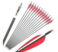 SHARROW Frecce di Carbonio Tiro con L'Arco 37 Pollici Caccia Bersaglio Pratica Frecce Spine 500/600 Frecce in Carbonio Fletching 5" Piume Naturali (Spine 500)
