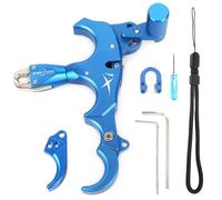 SHARROW Rilascio di Tiro con L'Arco Ausili per Arco Compound 3 o 4 Dita Intercambiabili Release Aids Alluminio Strumenti di Aiuto per Rilascio con Metallo D-Loop per Cacci (Blu)