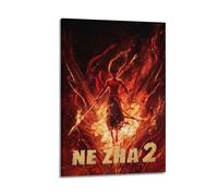 SHARU I EBRHU Ne Zha - 2 poster da parete su tela, moderno, per soggiorno e camera da letto, 40 x 60 cm, con cornice