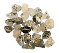 Sharvgun 25 pz Rutilo Nero Set di rune di pietre preziose naturali Chakra di cristallo Bilanciamento del kit di generazione di energia di guarigione di Reiki