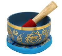 Sharvgun Campana tibetana buddista blu, sintonizzata sul 5° chakra della gola, in ottone di alta qualità, 12,7 cm, ideale per meditazioni, ayurveda e yoga