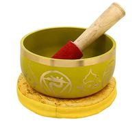 Sharvgun Campana tibetana buddista gialla, sintonizzata sul chakra del plesso solare del terzo chakra, in ottone di alta qualità, 12,7 cm, ideale per meditazioni, ayurveda e yoga