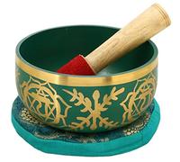 Sharvgun Campana tibetana buddista verde, sintonizzata sul chakra del cuore del quarto chakra, in ottone di alta qualità, 12,7 cm, ideale per meditazioni, ayurveda e yoga