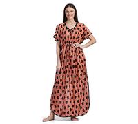 Shasmi Abito da notte da donna in raso, lunghezza fino al pavimento, camicia da notte, camicia da notte, per donne e ragazze, Pesca, Free Size