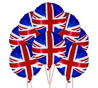 SHATCHI 10 palloncini in lamina con bandiera Union Jack, 45,7 cm, colore rosso, bianco, blu