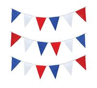 SHATCHI 10M-40M rosse Bandiera Union Jack Banner Decorazioni per feste Forniture Eventi Sportivi Pub Bbq Tema Reale Francese USA, rosso/bianco/blu, 20M With 40 Flags, 5060419797941