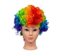 Shatchi 11507-AFRO-WIG-MIXCOLOR Parrucca afro multicolore, accessorio per travestimento, costume da clown discoteca, unisex, anni '70, multicolore