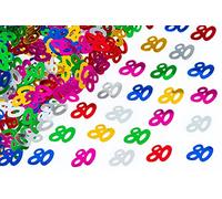 SHATCHI 14 g numeri di età 13 - 90 coriandoli metallizzati luccicanti da spargere da tavola decorazioni per feste di compleanno, Multicolore, 12 mm, CONFETTI-80TH-MULTI-1PK-14033