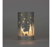 SHATCHI 17 centimetri Natale Decorato Vaso Lampada Da Tavolo Tubo di Vetro Inciso Natale Cilindro Argento LED Fata Luci A Batteria Operato Decorazione Da Tavolo