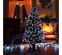 SHATCHI 2 piedi / 60 cm Nova albero di Natale a fibra ottica pre-illuminato vari effetti di luce multicolori decorazioni natalizie per la casa, verde, 5 cm