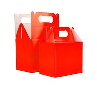 SHATCHI 20 Sacchetti di Cartone Rosso per Pranzo da asporto, Compleanno, Matrimonio, per trasportare pasti, Torte, Feste, per Bambini, Colore, Confezione, 9818