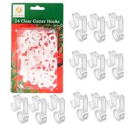SHATCHI 24 ganci trasparenti per grondaie per appendere corde di ghiacciolo di Natale, decorazioni per luci in corda, resistenti ai raggi UV, resistenti alle intemperie, riutilizzabili, confezione da