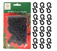 SHATCHI 36 mini ganci neri a forma di S, riutilizzabili, per grondaie, in plastica, per feste all'aperto e luci stagionali
