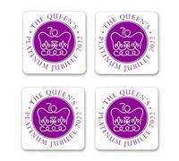 SHATCHI 4pcs Queens Platinum Jubilee Coaster con tappo in sughero posteriore caffè tazza di tè supporto Union Jack Street Party stoviglie decorazioni