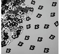 SHATCHI 56 g nero e argento coriandoli per 13° compleanno lamina metallizzata brillante tavolo scatter sprinkler età compleanno decorazioni per feste, 12 mm