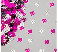 SHATCHI 56 g rosa e argento coriandoli per 90° compleanno lamina metallizzata glitterata da tavolo spargere macchie di età Bday Party Decorations, 12 mm