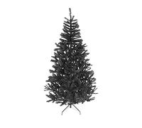 Shatchi - Albero di Natale artificiale dall'aspetto rigoglioso, con supporto in metallo, in PVC, 150 cm, colore: nero/verde/bianco