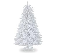 Shatchi - Albero di Natale artificiale dall'aspetto rigoglioso, con supporto in metallo, in PVC, 150 cm, colore: nero/verde/bianco