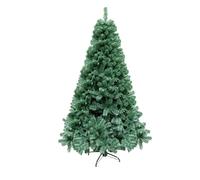 Shatchi - Albero di Natale artificiale dall'aspetto rigoglioso, con supporto in metallo, in PVC, 210 cm, colore: nero/verde/bianco