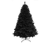 Shatchi - Albero di Natale artificiale dall'aspetto rigoglioso, con supporto in metallo, in PVC, 240 cm, colore: nero/verde/bianco