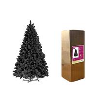 SHATCHI Albero di Natale artificiale lussuoso, con 404 punte a matita con supporto in metallo, decorazioni natalizie per la casa, PVC, 150 cm, 1,5 m, colore: nero