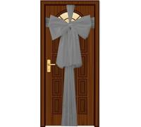 SHATCHI Confezione da 2 Fiocchi giganti per Porta d'ingresso, 9 m, Colore Argento, per Feste di Nascita, Decorazione per la casa, Organza