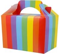SHATCHI Confezione da 30 sacchetti in cartone arcobaleno per pranzo da asporto, compleanno, matrimonio, cibo, torte, feste, sacchetti per bambini