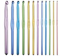 Shatchi CROCHETS-12-PCS-9922 - Set di 12 uncinetti in alluminio, multicolore, 12 misure, per lavori a maglia, hobby, regali, multicolore