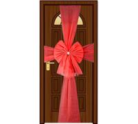 SHATCHI Christmas Door Bow Fiocco Natalizio, Rosso, 7,5 m, con Strass, Porta d'ingresso, per Natale, Matrimoni, Baby Shower, Decorazione per la casa, Organza, Confezione da 1