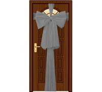 SHATCHI Christmas Door Bow Fiocco Natalizio, Argento 9 m, Gigante, Porta d'ingresso, Natale, Matrimonio, Baby Shower, Decorazione per la casa, Organza, Confezione da 1