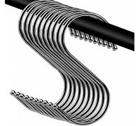 SHATCHI Ganci a S robusti e resistenti in acciaio inox per vestiti, asciugamani, da appendere a casa, cucina, ufficio, bagno, camera da letto, colore argento, 10 pezzi
