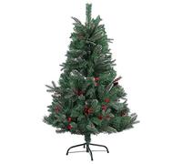 SHATCHI Grande albero di Natale pre-artificiale con punte smerigliate, pigne rosse e barriere, 180 cm, verde