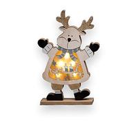 SHATCHI LED in legno di Natale Babbo Natale pupazzo di neve renna natale decorazione tavolo interno ornamento centrotavola 27 cm, legno