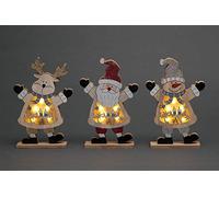 SHATCHI LED in legno di Natale Babbo Natale pupazzo di neve renna natale decorazione tavolo interno ornamento centrotavola 27 cm, legno