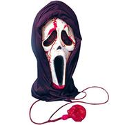 SHATCHI, maschera sanguinante per Halloween che urla il volto sanguinante in maschera per feste spaventose fantasma horror falso effetto pompe sanguinarie costume taglia unica, rosso