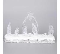 SHATCHI Scultura Natalizia Pre-illuminata a LED, 32 cm, con Scena Musicale del presepe, Funzionamento a Batteria, Decorazione per la casa, Acrilico, Angel Design 2